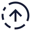 Circlefadingarrowup icon with stroke sharp style