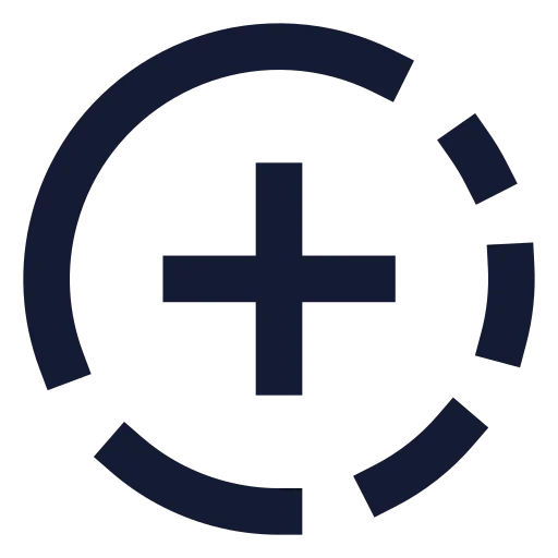 Circle Fading Plus Icon in Solid Sharp style