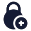 Circlelockadd icon with solid sharp style
