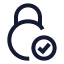 Circlelockcheck icon with stroke sharp style