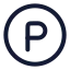 Circleparking icon with stroke rounded style
