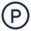 Circleparking icon with stroke sharp style