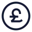 Circlepoundsterling icon with stroke sharp style
