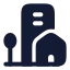 City icon with solid rounded style