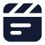 Clapperboard icon with solid standard style