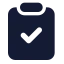 Clipboardcheck icon with solid standard style