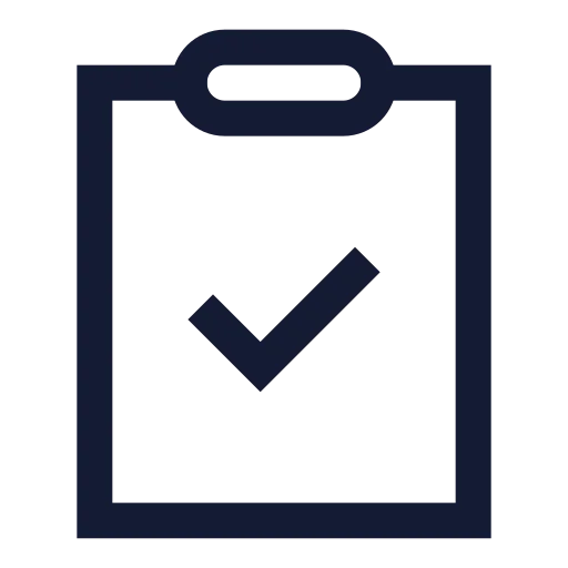 Clipboard Check Icon in Stroke Sharp style