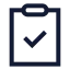 Clipboardcheck icon with stroke sharp style