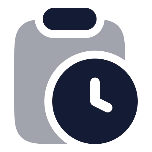 Clipboard Clock Icon in Bulk Rounded style