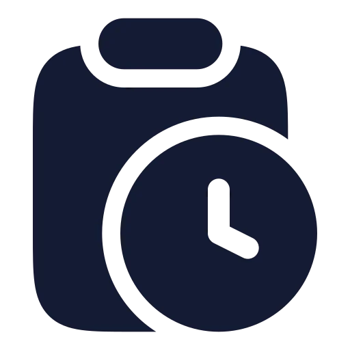 Clipboard Clock Icon in Solid Rounded style