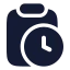 Clipboardclock icon with solid rounded style