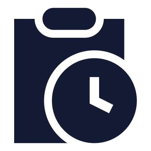 Clipboard Clock Icon in Solid Sharp style