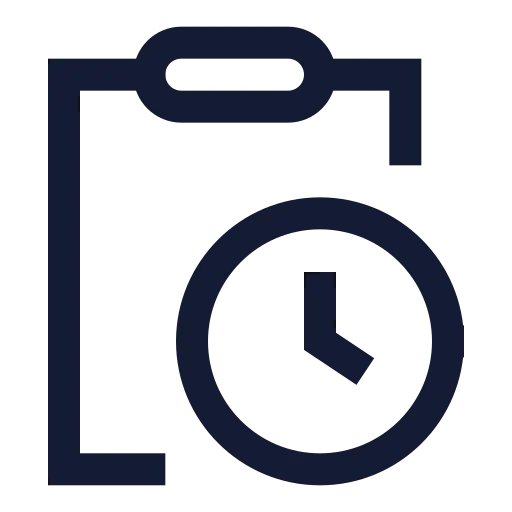 Clipboard Clock Icon in Stroke Sharp style