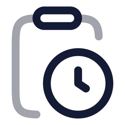 Clipboard Clock Icon in Twotone Rounded style