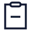 Clipboardminus icon with stroke sharp style