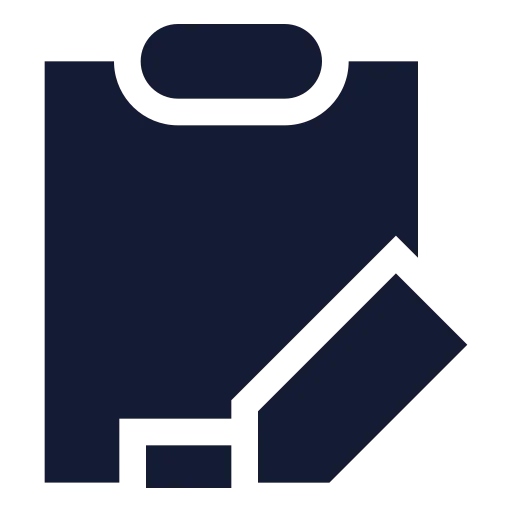 Clipboard Pen Line Icon in Solid Sharp style