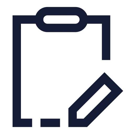 Clipboard Pen Line Icon in Stroke Sharp style