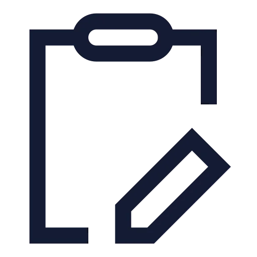 Clipboard Pen Icon in Stroke Sharp style