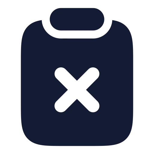 Clipboard X Icon in Solid Rounded style