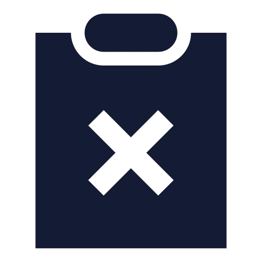Clipboard X Icon in Solid Sharp style