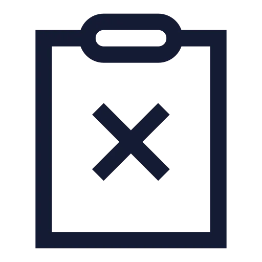 Clipboard X Icon in Stroke Sharp style