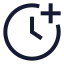Clockadd icon with stroke sharp style