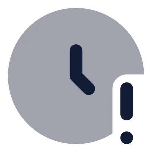 Clock Alert Icon in Bulk Rounded style