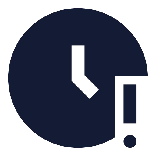 Clock Alert Icon in Solid Sharp style