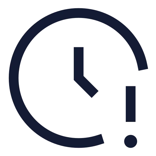Clock Alert Icon in Stroke Sharp style