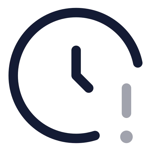 Clock Alert Icon in Twotone Rounded style
