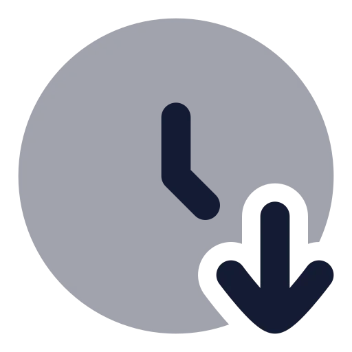 Clock Arrow Down Icon in Bulk Rounded style