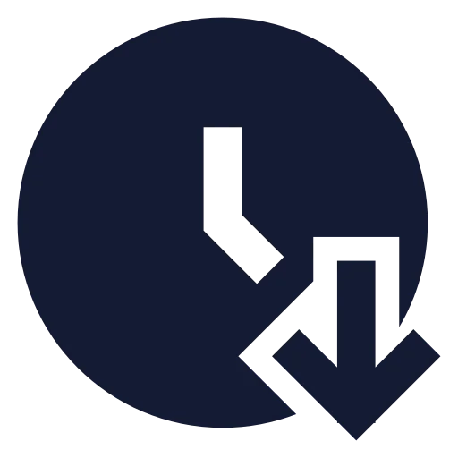 Clock Arrow Down Icon in Solid Sharp style