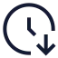 Clockarrowdown icon with stroke sharp style