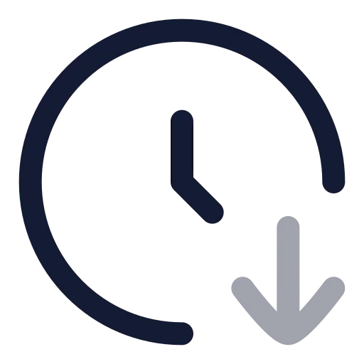 Clock Arrow Down Icon in Twotone Rounded style