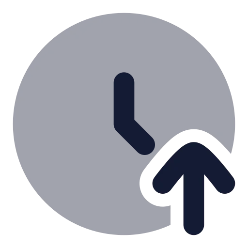 Clock Arrow Up Icon in Bulk Rounded style