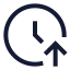 Clockarrowup icon with stroke sharp style