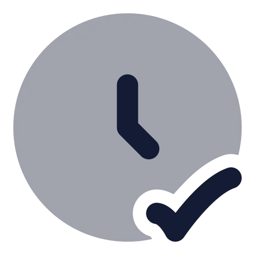 Clock Check Icon in Bulk Rounded style