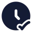 Clockcheck icon with solid rounded style