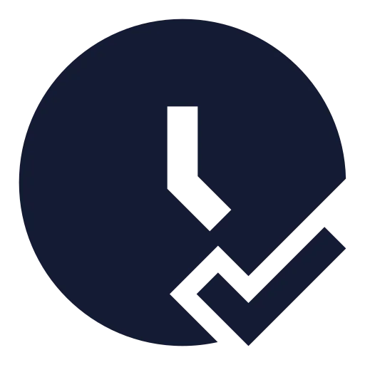 Clock Check Icon in Solid Sharp style