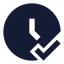 Clockcheck icon with solid sharp style