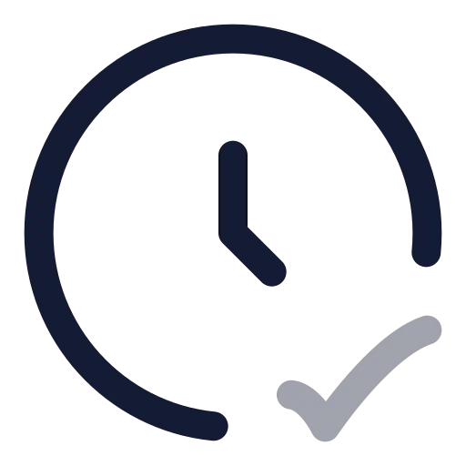 Clock Check Icon in Twotone Rounded style