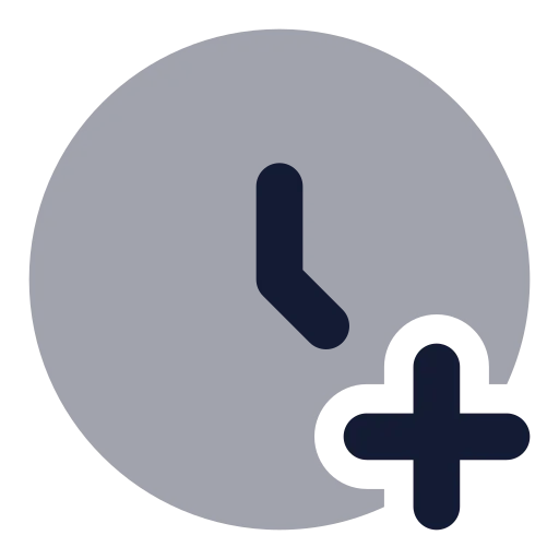 Clock Plus Icon in Bulk Rounded style