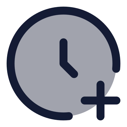 Clock Plus Icon in Duotone Rounded style