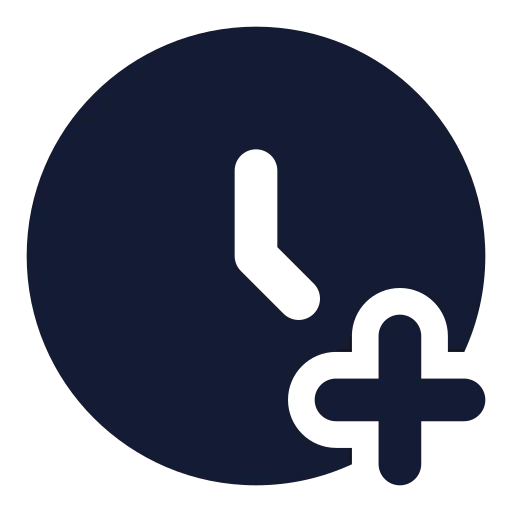 Clock Plus Icon in Solid Rounded style