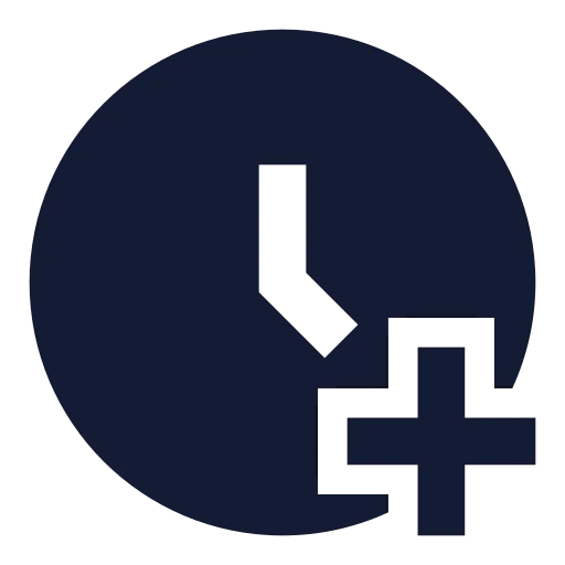 Clock Plus Icon in Solid Sharp style