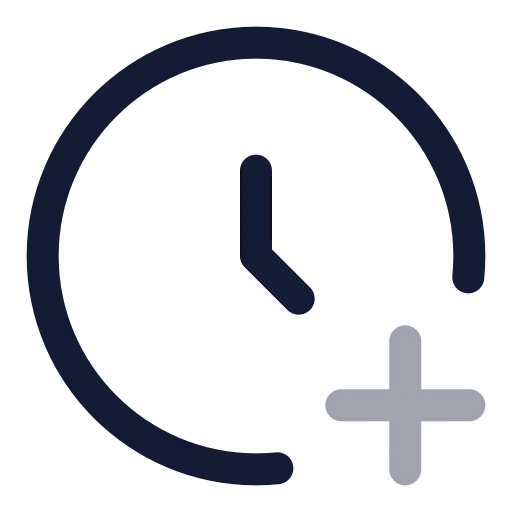 Clock Plus Icon in Twotone Rounded style