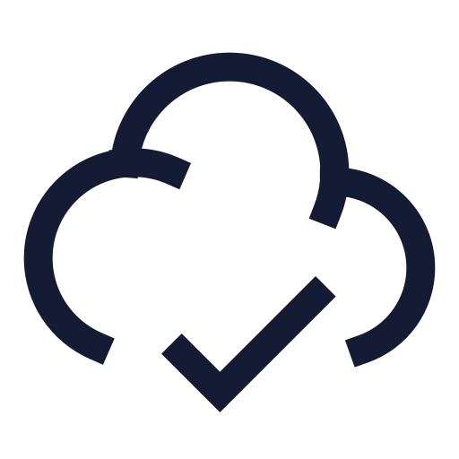 Cloud Check Icon in Stroke Sharp style