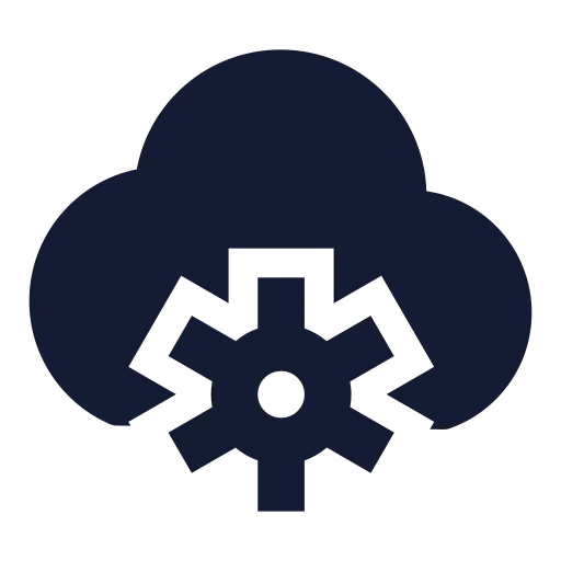 Cloud Cog Icon in Solid Sharp style