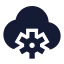 Cloudcog icon with solid sharp style