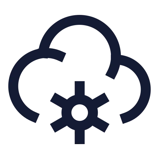 Cloud Cog Icon in Stroke Sharp style